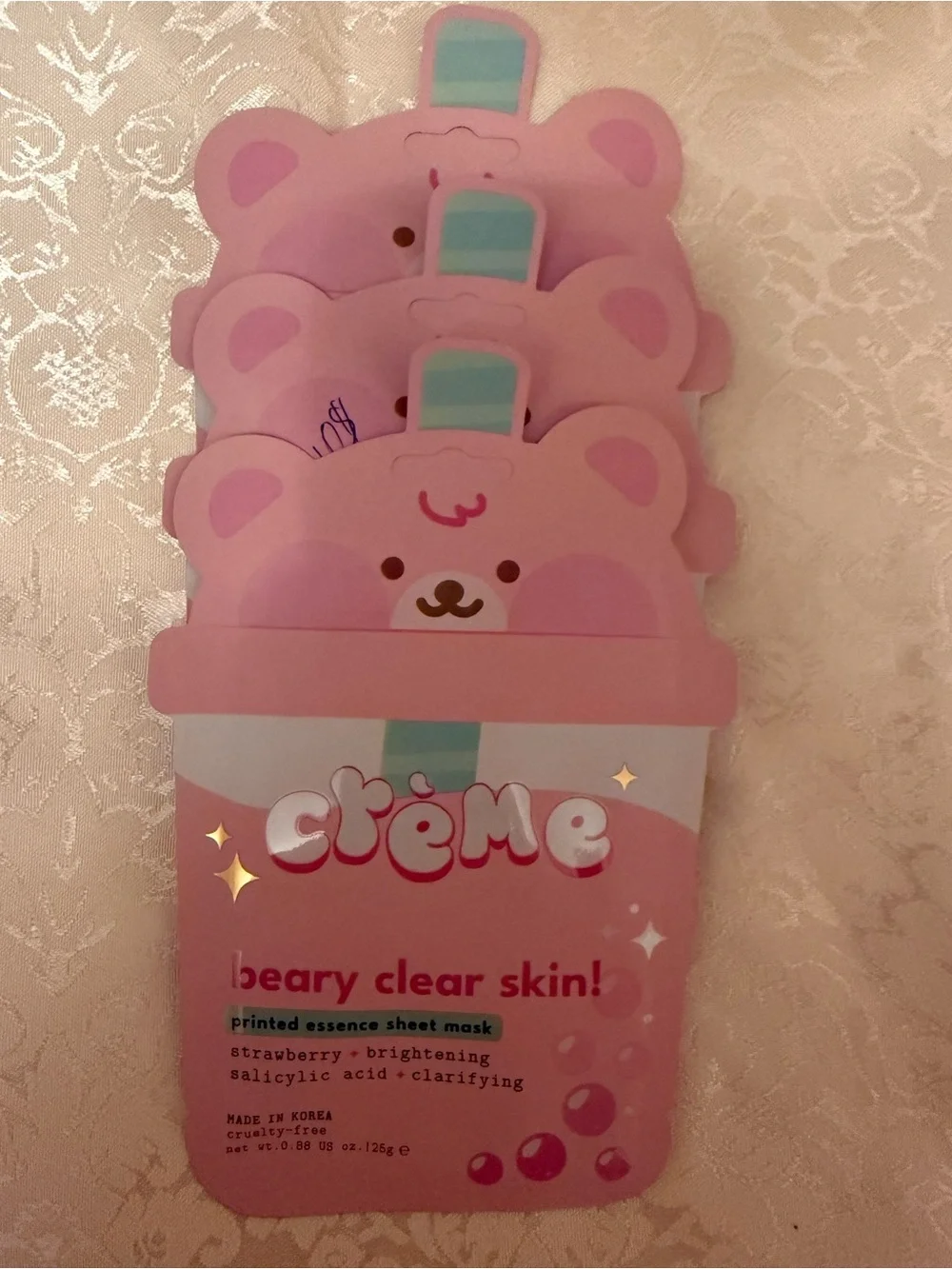 The Crème Shop Boba Bears Beary Clear Skin printed essence sheet masks